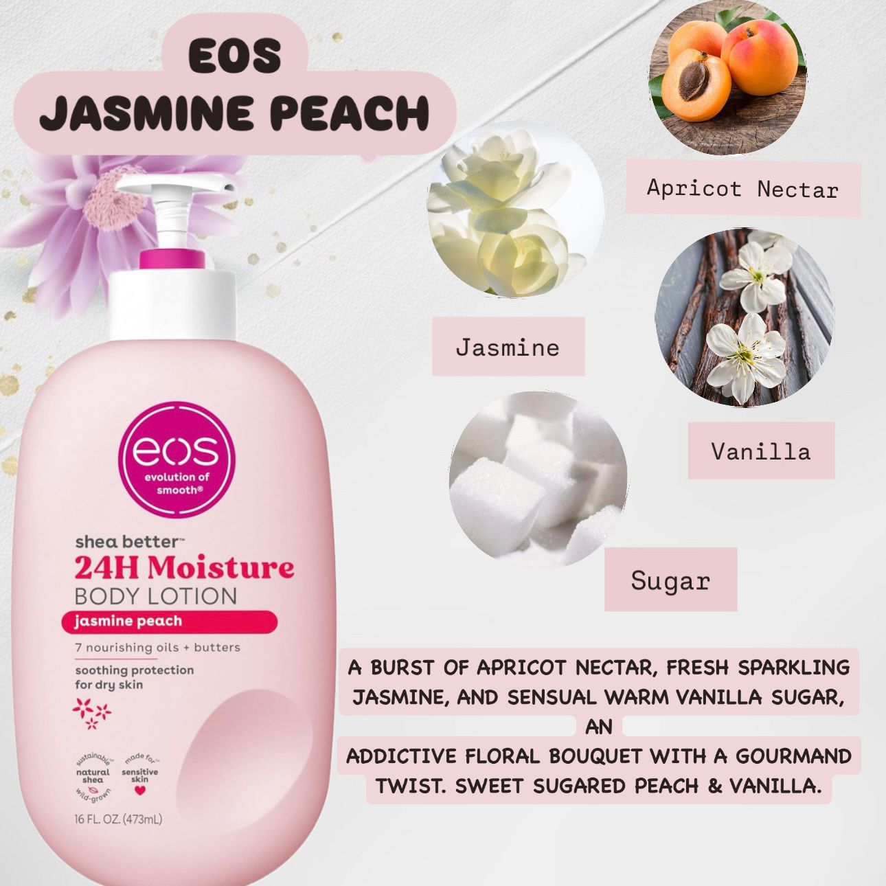 eos Shea Better Body Lotion- Jasmine Peach