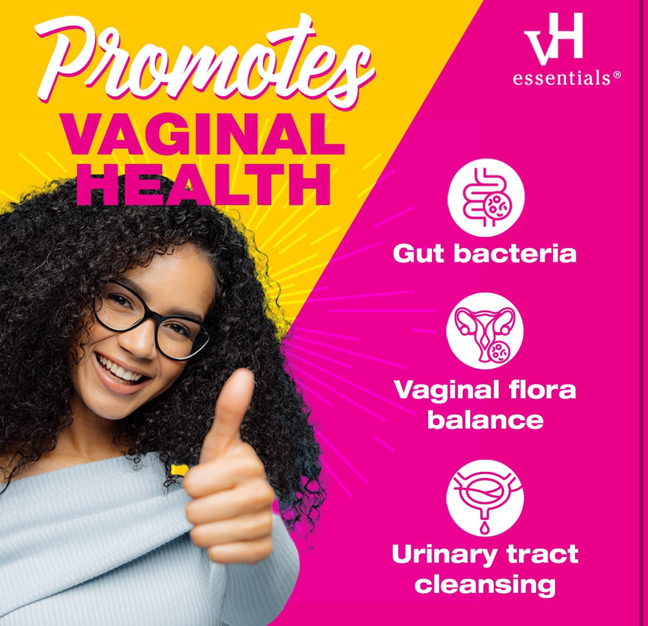 vH essentials Probiotics with Prebiotics and Cranberry Feminine Health Supplements (60 Capsules)