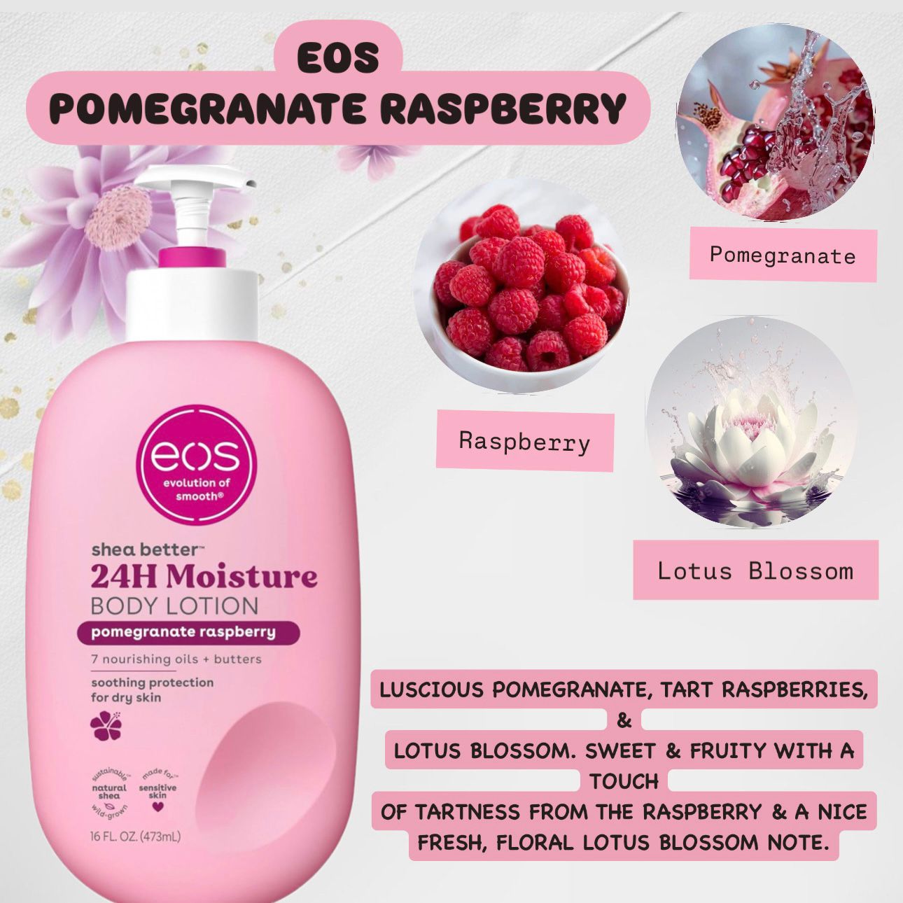 eos Shea Better Body Lotion- Pomegranate Raspberry
